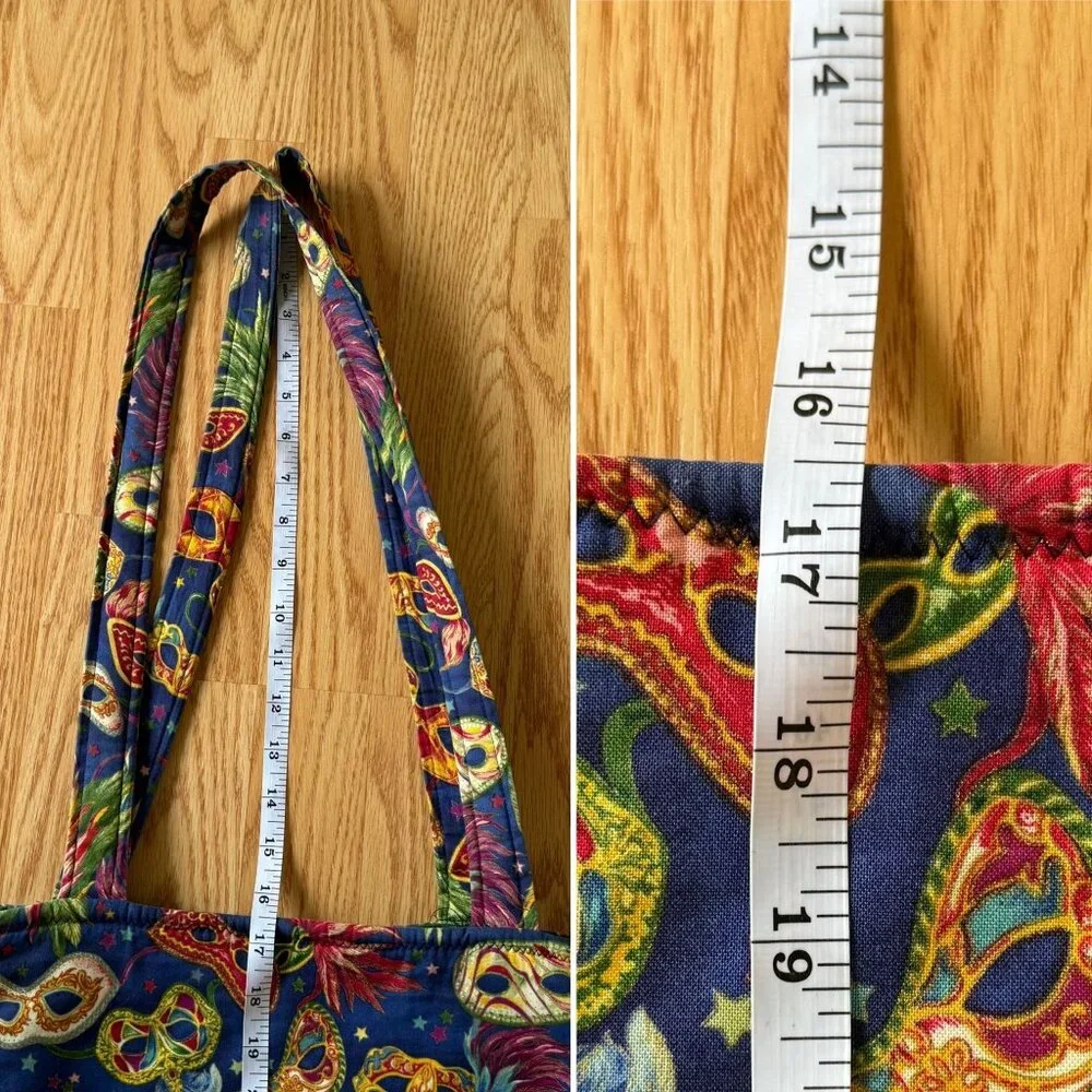 Handmade Mardi Gras Masquerade Tote Bag Double Strap Shoulder Purse Colorful - Picture 8 of 9